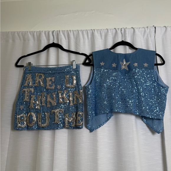 East N West Label Sequin Western Festival Set Vest, Top & Skirt | Size S,XS & 1 - Picture 9 of 17